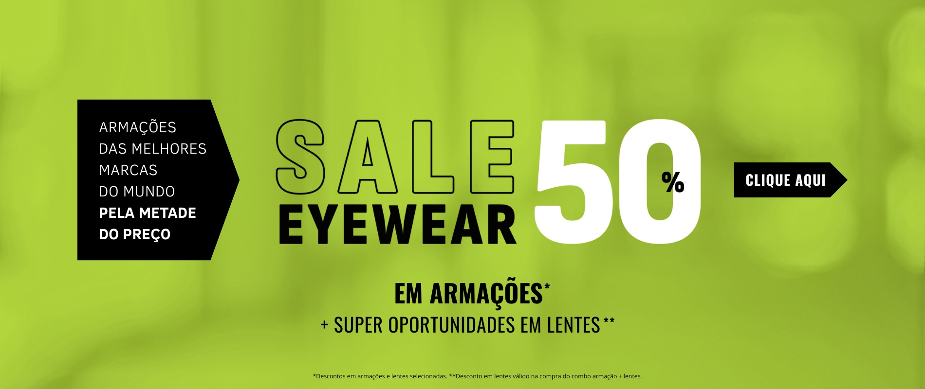 Armações das melhores marcas com 50%off