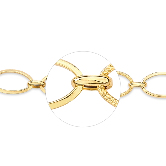 Pulseira Feminina Coliseu Elos Grandes Ovais 18cm Em Ouro 18k