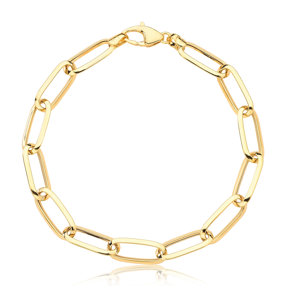 Pulseira De Elos Grandes Ovais Coliseu De 20cm Ouro 18k