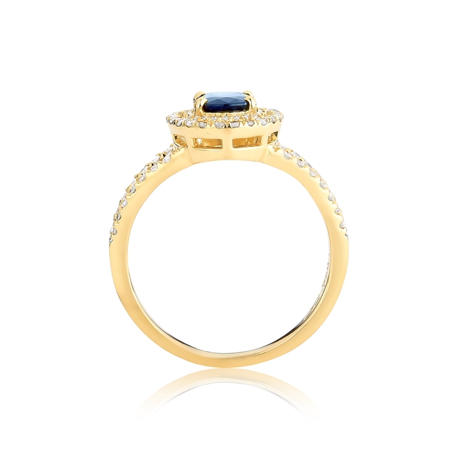 Anel Princess De Safira Azul E Diamantes Ouro 18k Coliseu