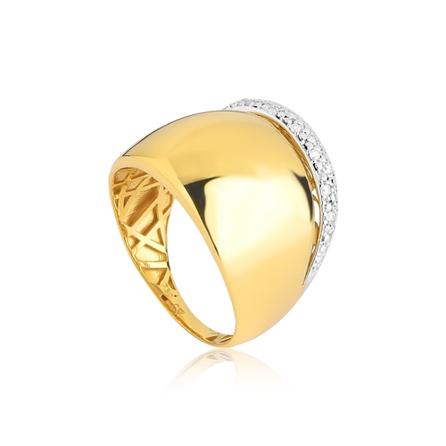 Anel Abaulado Diamantes Ouro Branco E Amarelo 18k Coliseu