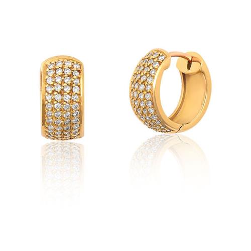 Brinco De Ouro De Argola 18k Diamante PBR02346