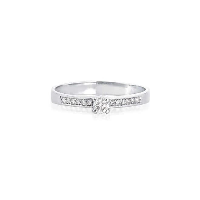 Anel Solitários Desire em ouro branco 18k com 16pts de Diamantes 2