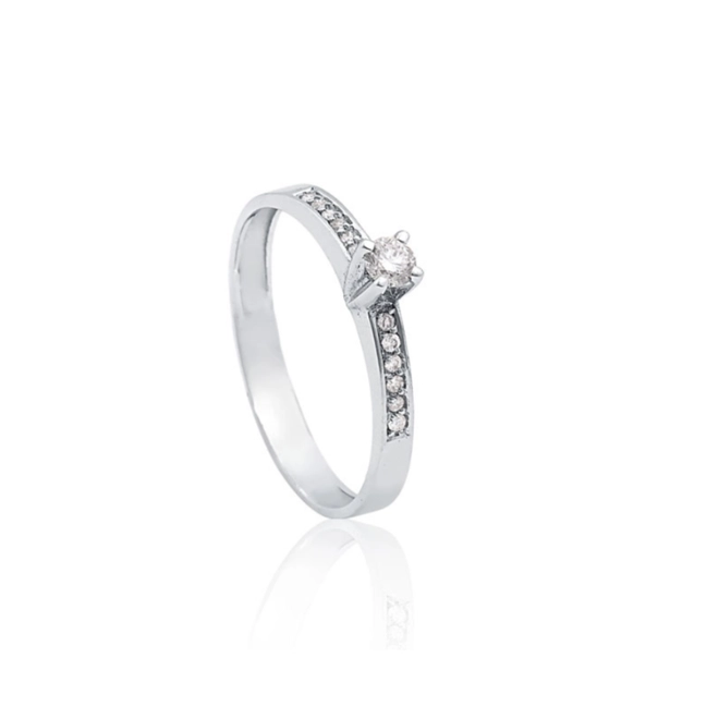 Anel Solitários Desire em ouro branco 18k com 16pts de Diamantes 1