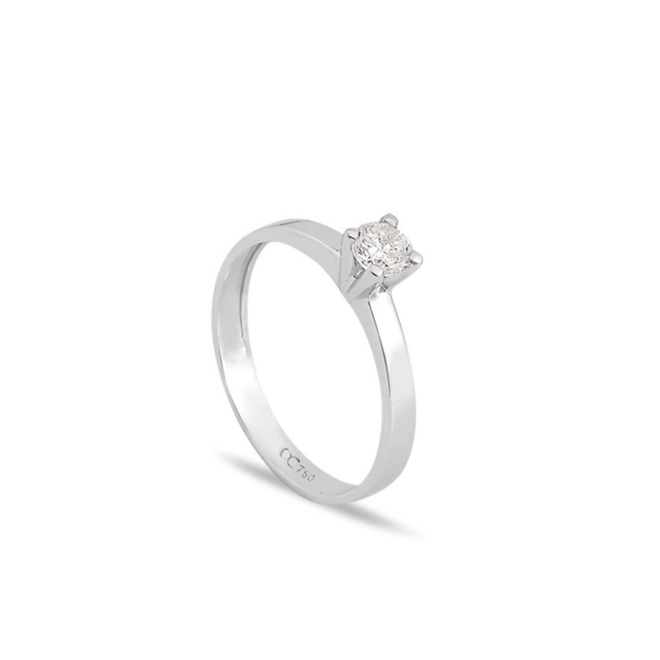 Anel Solitários Desire em ouro branco 18k com 25pts de Diamantes 1