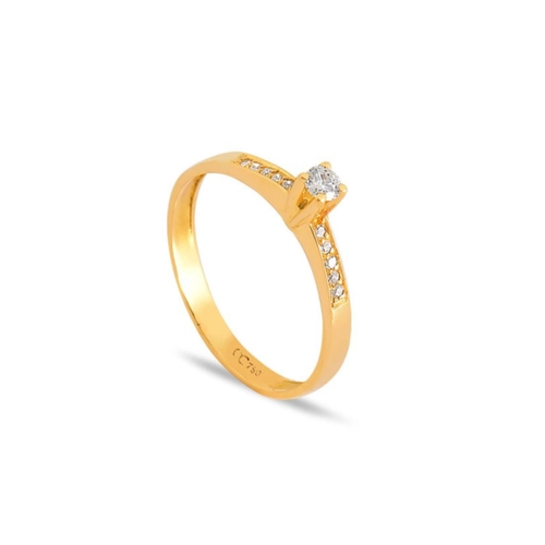 Anel Solitário Desire ouro 18k com 15pts de Diamantes