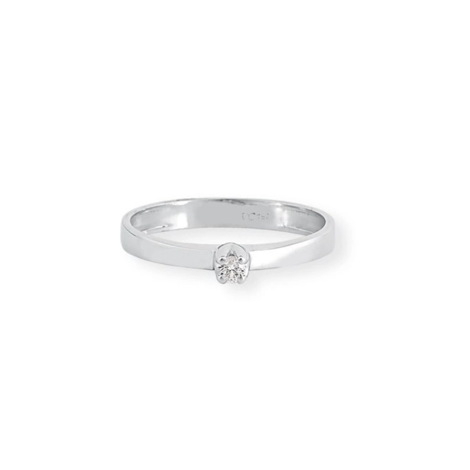 Anel Solitário Desire em ouro branco 18k com 5pts de Diamantes 2
