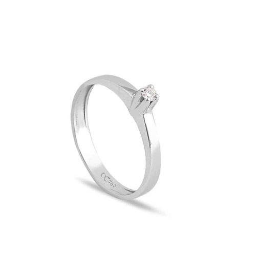 Anel Solitário Desire em ouro branco 18k com 5pts de Diamantes