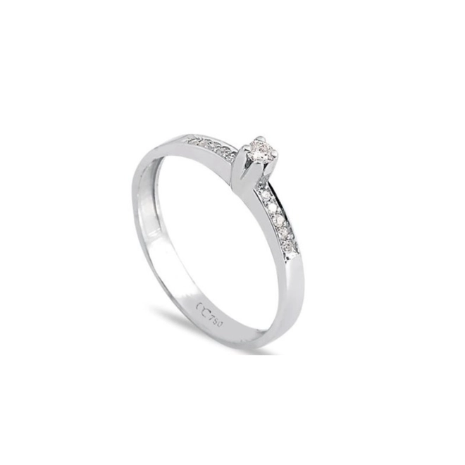 Anel Solitário Desire ouro branco 18k com 10pts de Diamantes 1