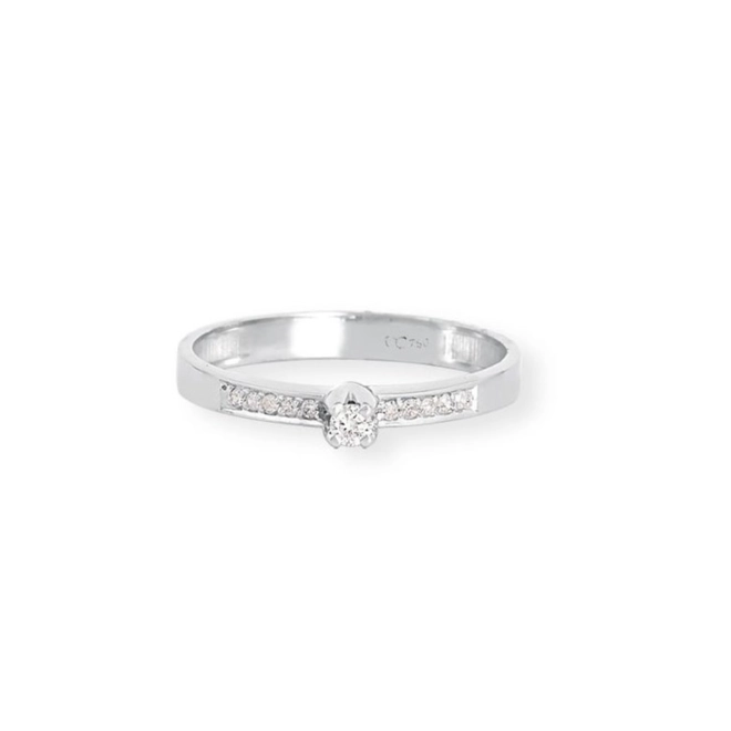 Anel Solitário Desire ouro branco 18k com 10pts de Diamantes 2