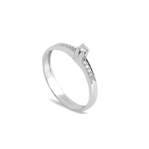 Anel Solitário Desire ouro branco 18k com 10pts de Diamantes