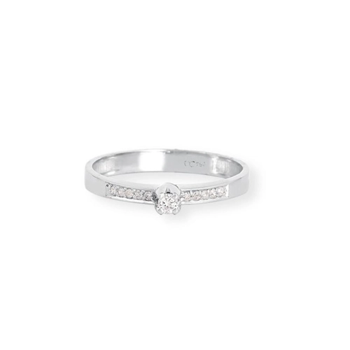 Anel Solitário Desire ouro branco 18k com 10pts de Diamantes