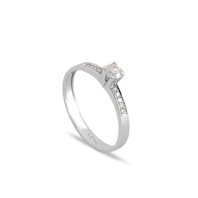 Anel Solitários Desire em ouro branco 18k com pontos 25pts de Diamantes 1