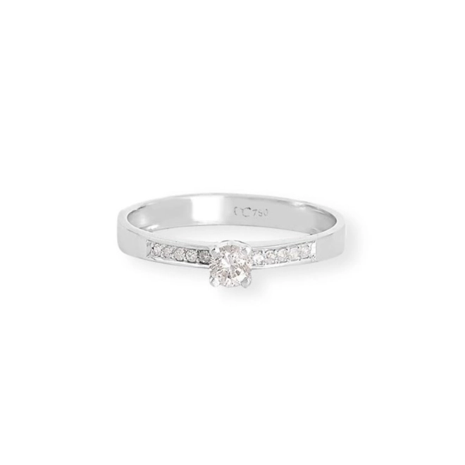 Anel Solitários Desire em ouro branco 18k com pontos 25pts de Diamantes 2