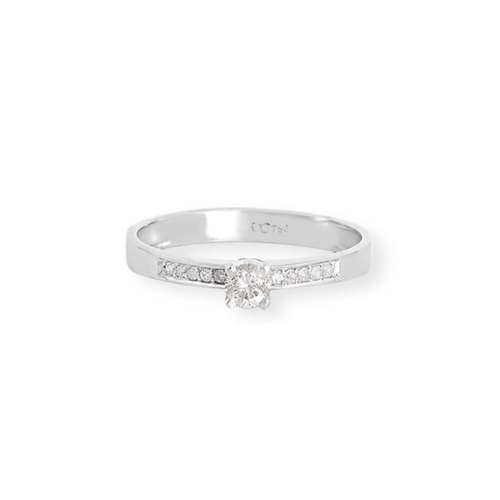 Anel Solitários Desire em ouro branco 18k com pontos 25pts de Diamantes