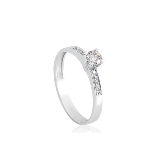 Anel Solitário Desire ouro branco 18k com 30pts de Diamante 1
