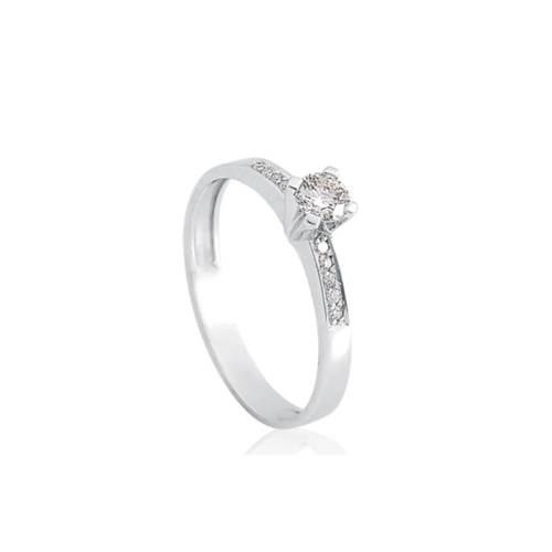 Anel Solitário Desire ouro branco 18k com 30pts de Diamante