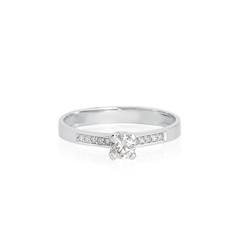 Anel Solitário Desire ouro branco 18k com 30pts de Diamante