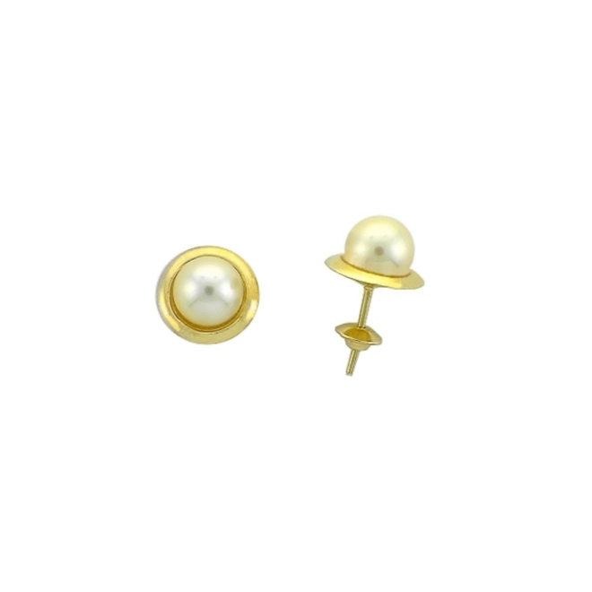 Brinco Essentials rococó de Pérola ouro 18k contorno polido 1
