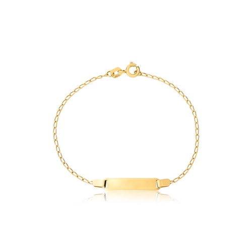Pulseira Essentials infantil em ouro 18k melindrosa chapa retangular 13CM