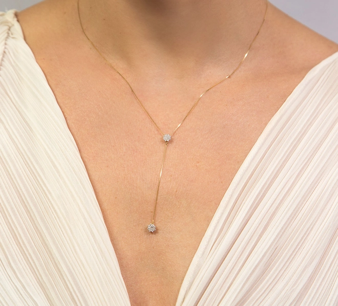 Gargantilha Soleil gravatinha ouro 18k pingentes sol cravejados de Diamantes 2