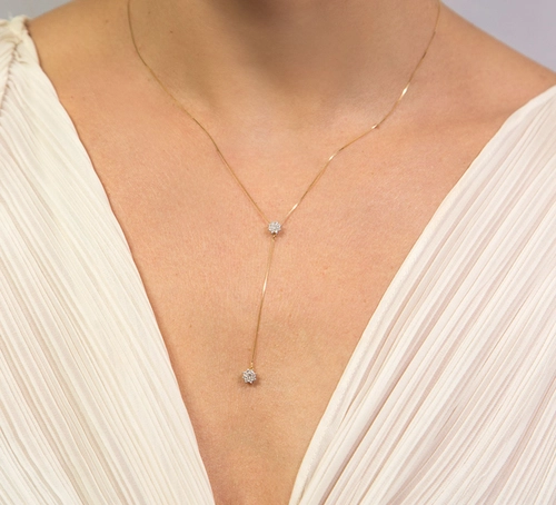 Gargantilha Soleil gravatinha ouro 18k pingentes sol cravejados de Diamantes