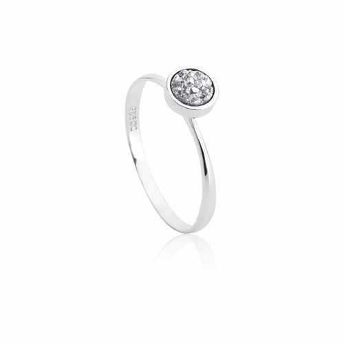 Anel For me Gem Drusa redonda prata 925 com banho de ródio