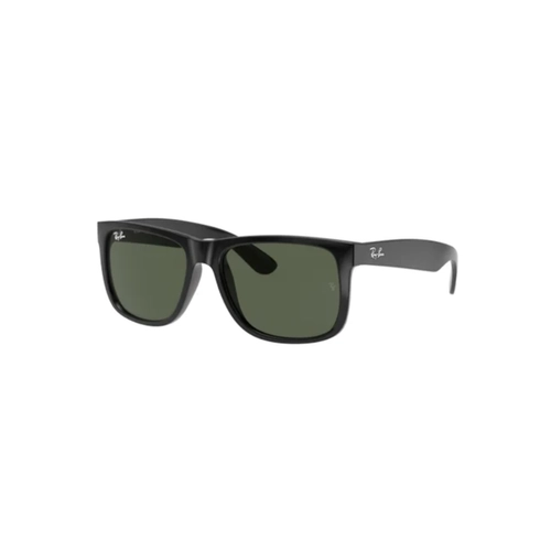 Óculos de Sol Ray-Ban Justin 0RB4165L 622/7155 Nylon Emborrachado Preto com lentes na cor Verde