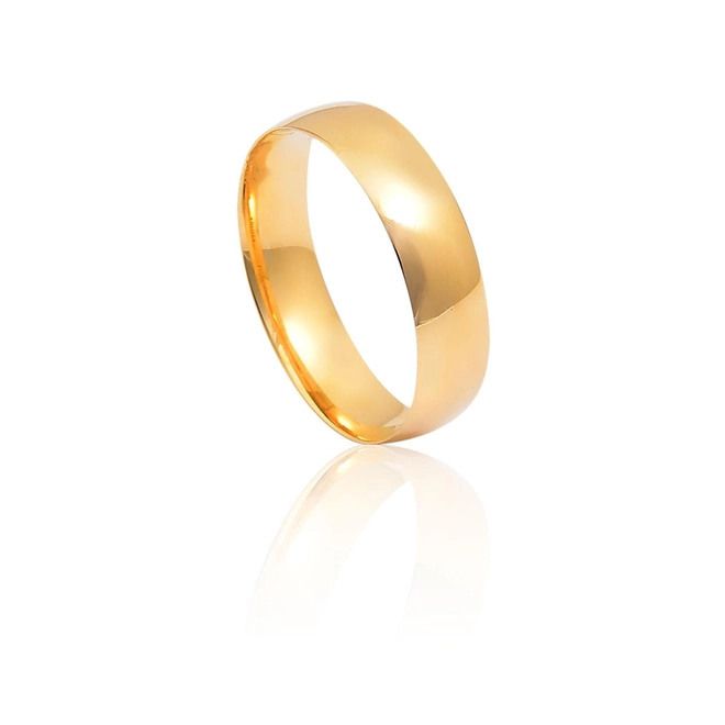 Aliança Marry Me anatômica meia cana ouro 18k polida 3,8MM 2