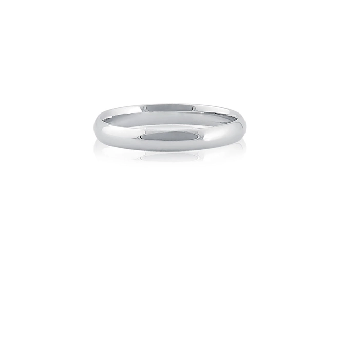 Aliança I Love You ouro branco 18k reta abaulada polida 3,1MM 3