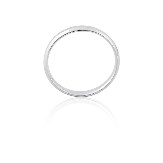 Aliança I Love You ouro branco 18k reta abaulada polida 3,1MM 4