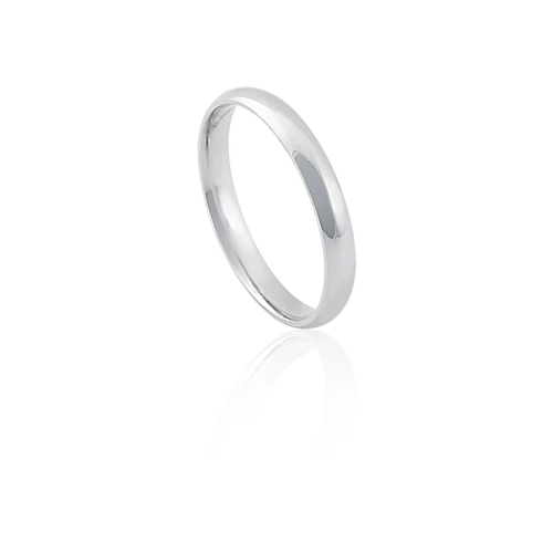 Aliança I Love You ouro branco 18k reta abaulada polida 3,1MM