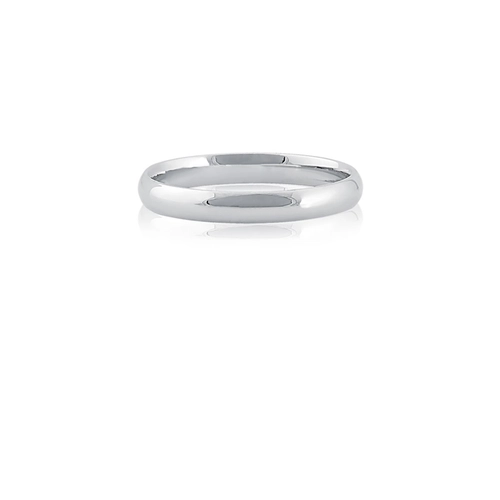 Aliança I Love You ouro branco 18k reta abaulada polida 3,1MM