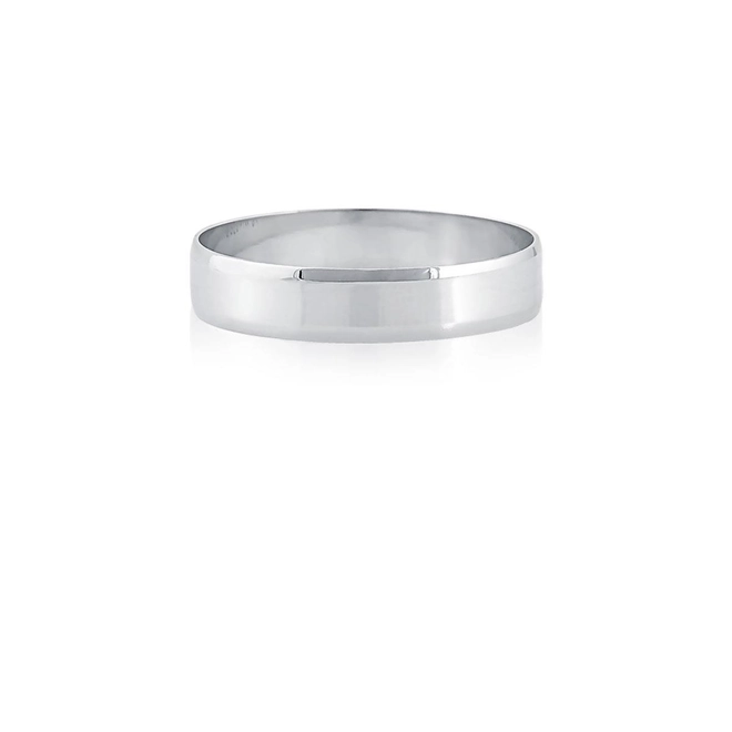 Aliança Passion reta borda chanfrada ouro branco 18k polida 4,5MM 3