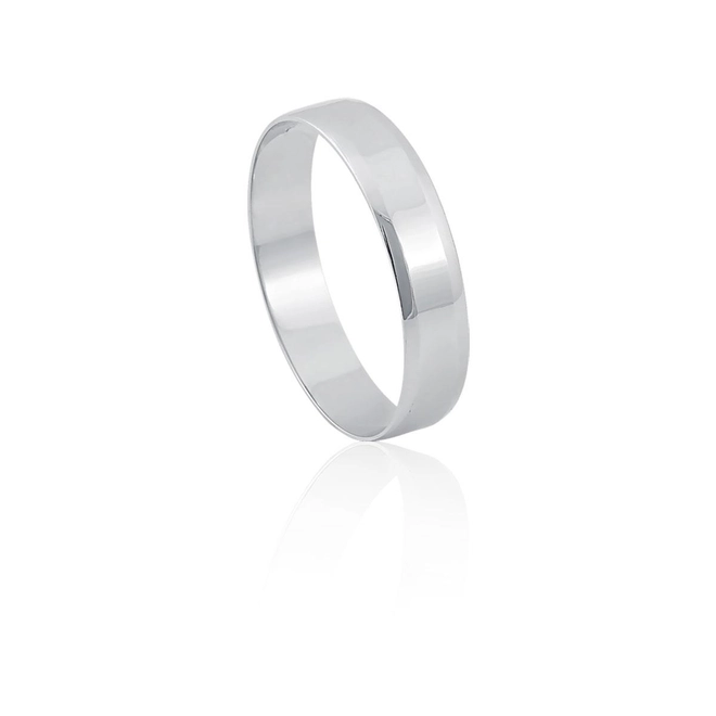 Aliança Passion reta borda chanfrada ouro branco 18k polida 4,5MM 2