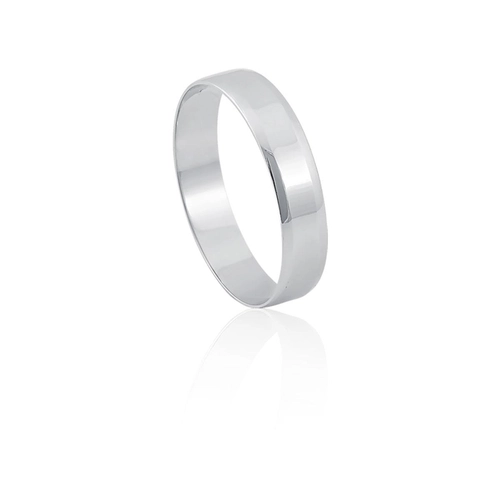 Aliança Passion reta borda chanfrada ouro branco 18k polida 4,5MM