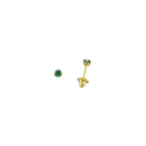 Brinco infantil solitário de ouro 18k com gema preciosa Esmeralda