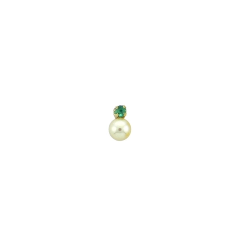 Brinco Essentials infantil de Pérola ouro 18k com Esmeralda