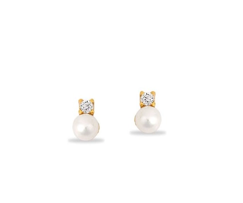 Brinco Essentials infantil de Pérola ouro 18k com Diamante 2