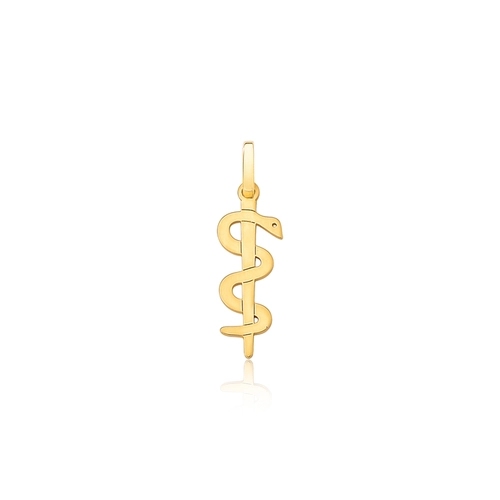 Pingente Essentials de Formatura Grau Medicina ouro 18k bastão com serpente