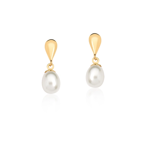 Brinco Essentials gota ouro 18k com gota de Pérola Biwa