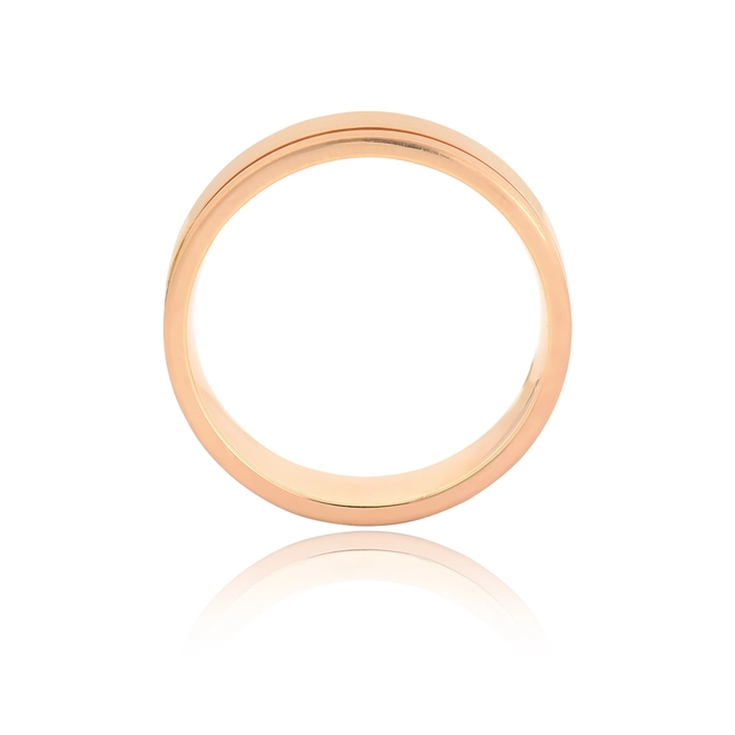 Aliança Tresor reta ouro rosé 18k fosca com friso polido 5,5MM 3
