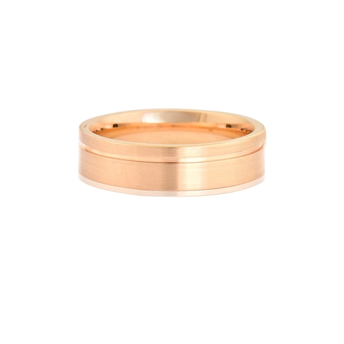 Aliança Tresor reta ouro rosé 18k fosca com friso polido 5,5MM