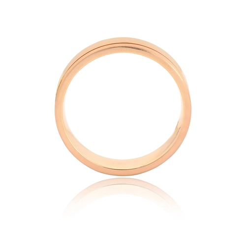 Aliança Tresor reta ouro rosé 18k fosca com friso polido 5,5MM