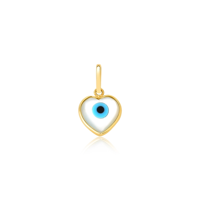 Pingente Essentials amuleto em ouro 18k coração olho grego de Madrepérola 1