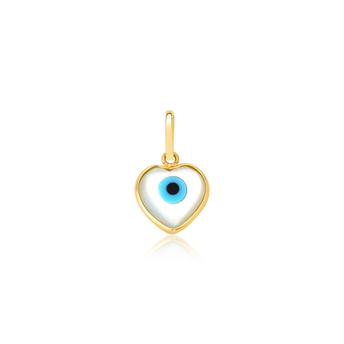 Pingente Essentials amuleto em ouro 18k coração olho grego de Madrepérola