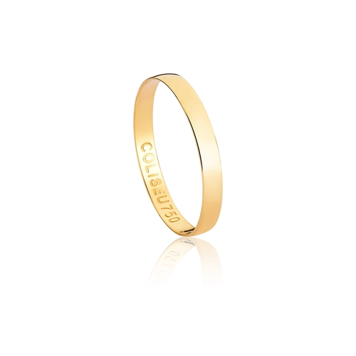 Aliança I Love You reta e abaulada ouro 18k polida 2,8MM