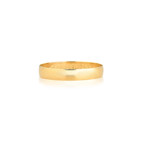Aliança I Love You ouro 18k reta abaulada polida 3,8MM