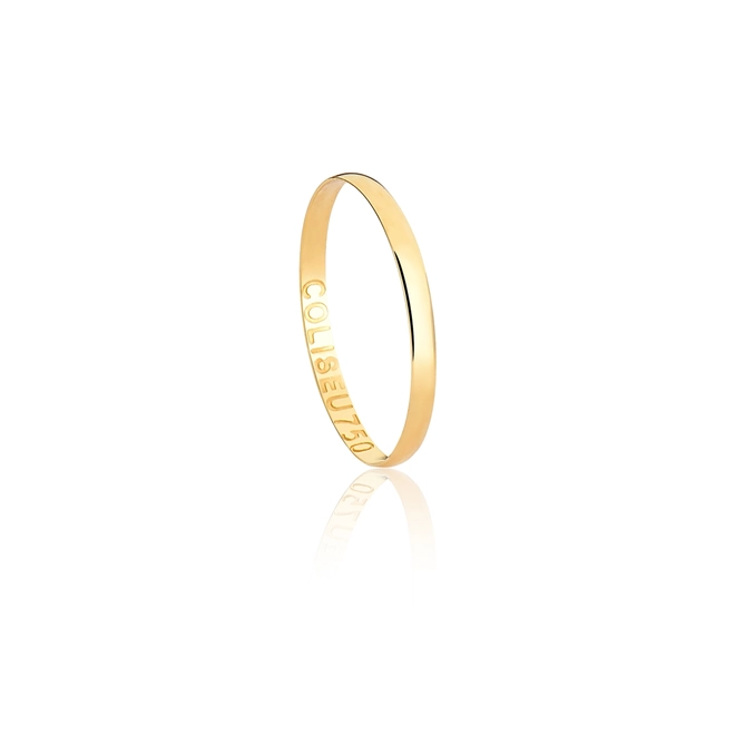 Aliança I Love You ouro 18k reta abaulada polida 1,8MM 2