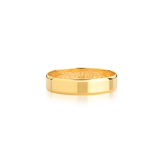 Aliança Passion reta chanfrada ouro 18k polida 4,5MM 3
